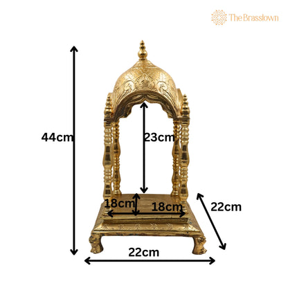 Bronze Handmade Pooja Mandir – Panchaloha Temple Stand With Prabhavali Peetha, Singhasan Chowki 17.5 Inch 5