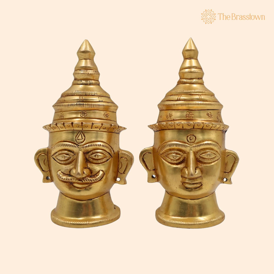 Brass Handcrafted Lord Shiva &amp; Gowri Face Idol Set – Traditional Hindu Pooja Décor for Home &amp; Temple 5 Inch 1
