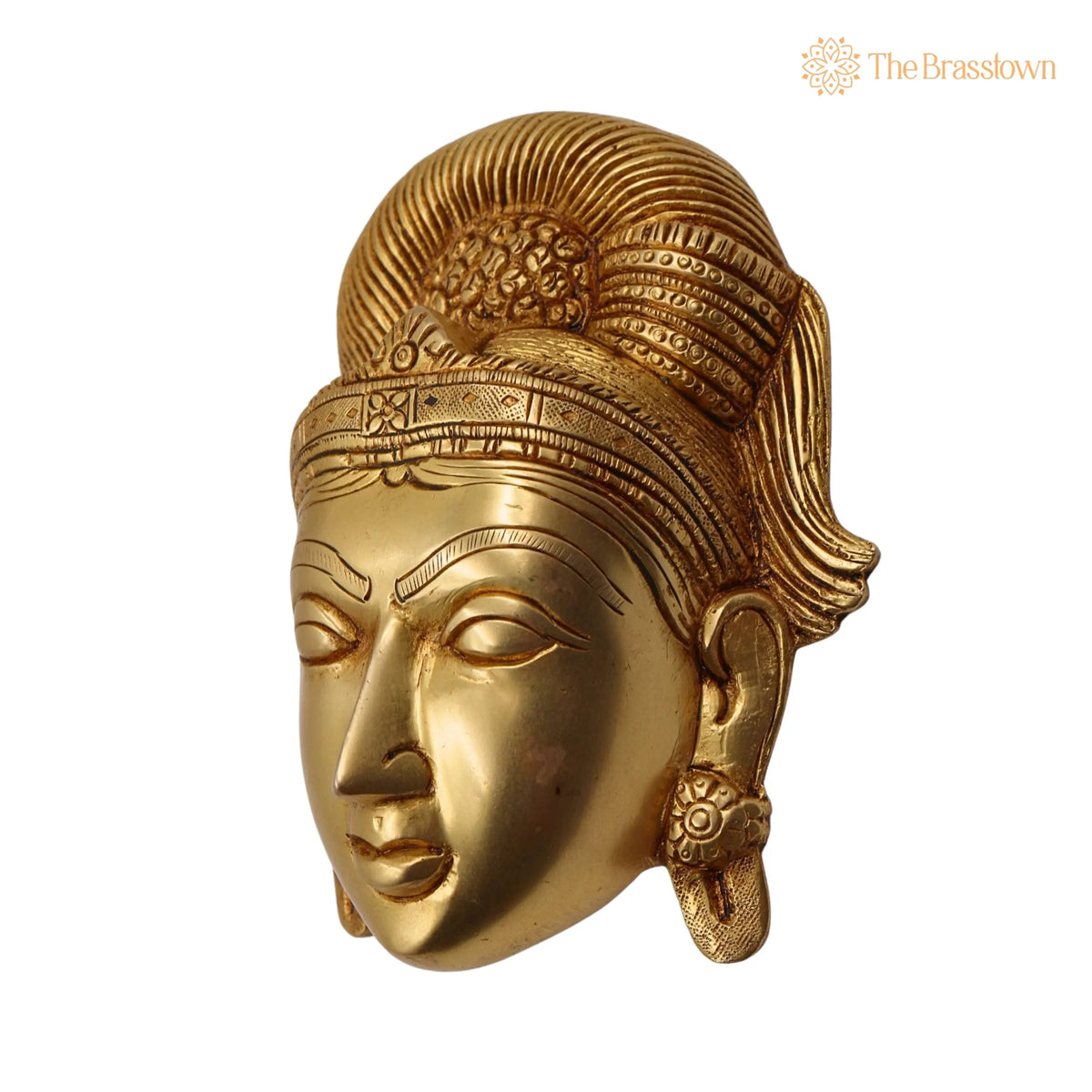 Brass Handcrafted Goddess Gowri Face for Puja, Home Mandir &amp; Décor 5.5 Inch 3