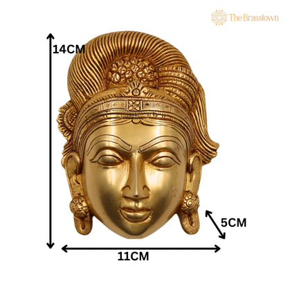 Brass Handcrafted Goddess Gowri Face for Puja, Home Mandir &amp; Décor 5.5 Inch 5