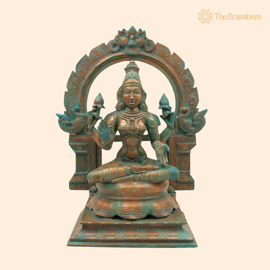 Bronze Handcrafted Panchaloha Lakshmi Idol – South Indian Mahalakshmi Murti for Temple, Pooja &amp; Home Décor 13 Inch 1