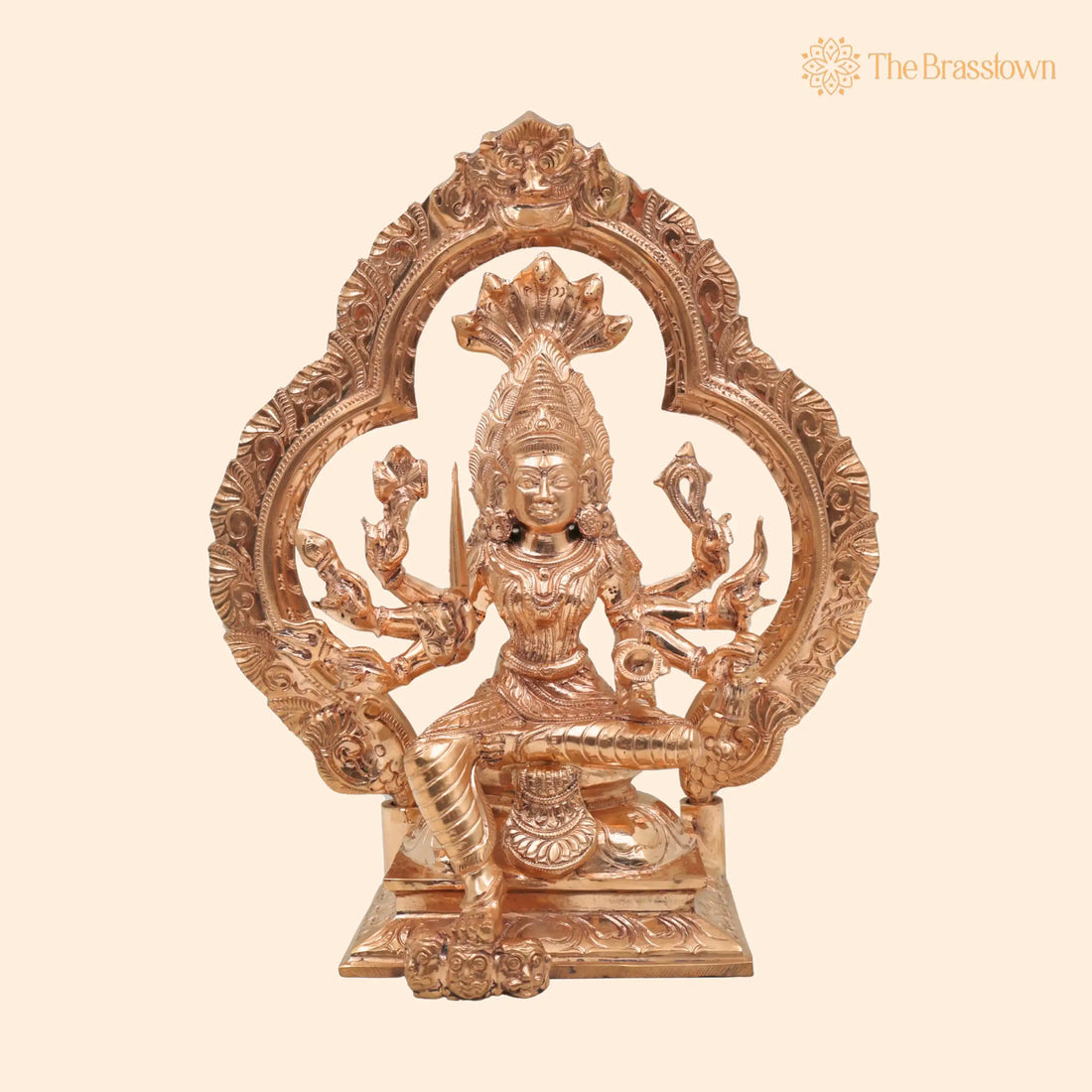 Bronze Handcrafted 8-Hand Mariamman Idol in Chola Art – Panchaloha Karumariamman for Puja, Home Mandir &amp; Décor 10.5 Inch 1