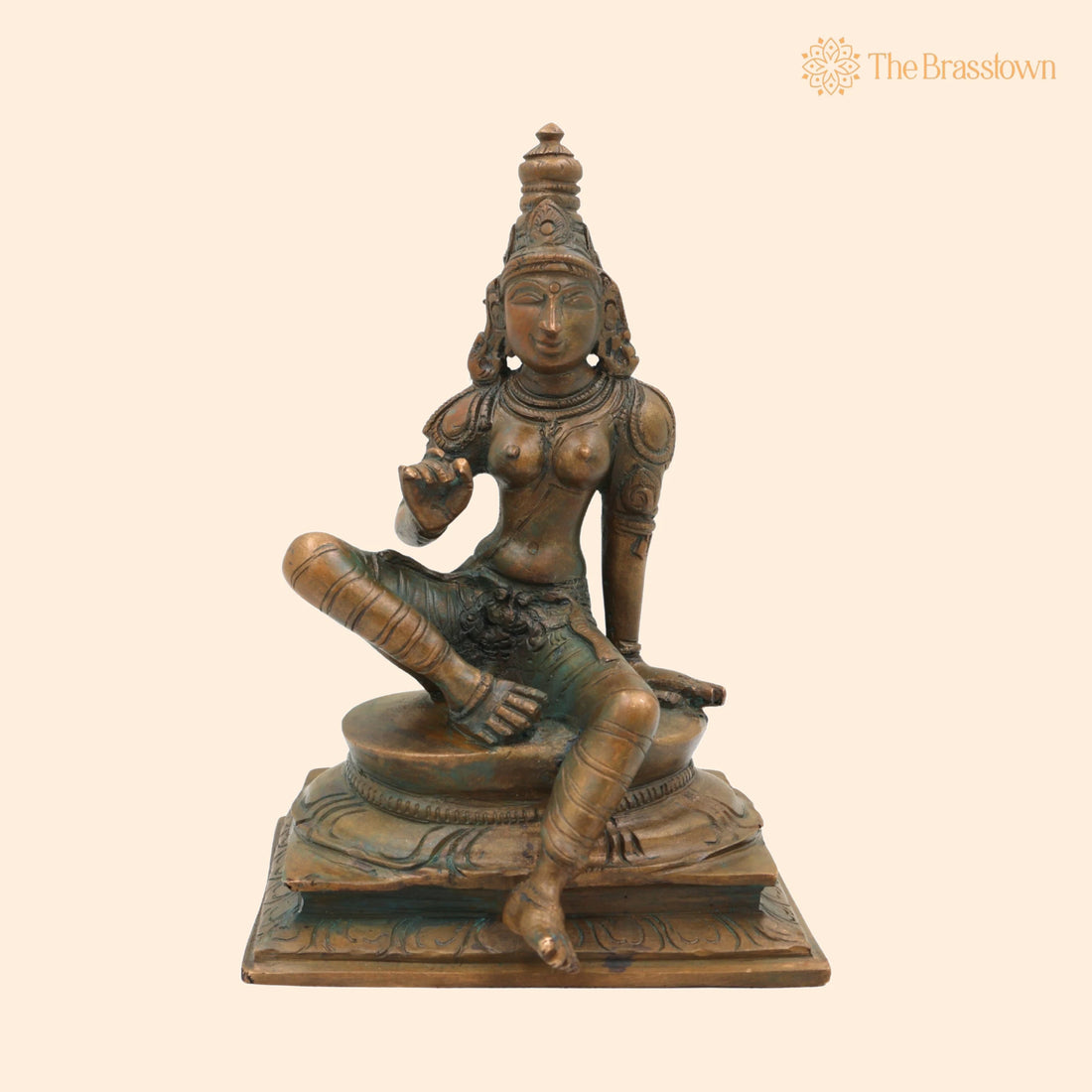 Bronze Parvati Idol Sitting – Adi Shakti Sculpture, Handcrafted Bhoga Shakti Girija Statue for Puja, Home Mandir &amp; Décor 6.5 Inch 1