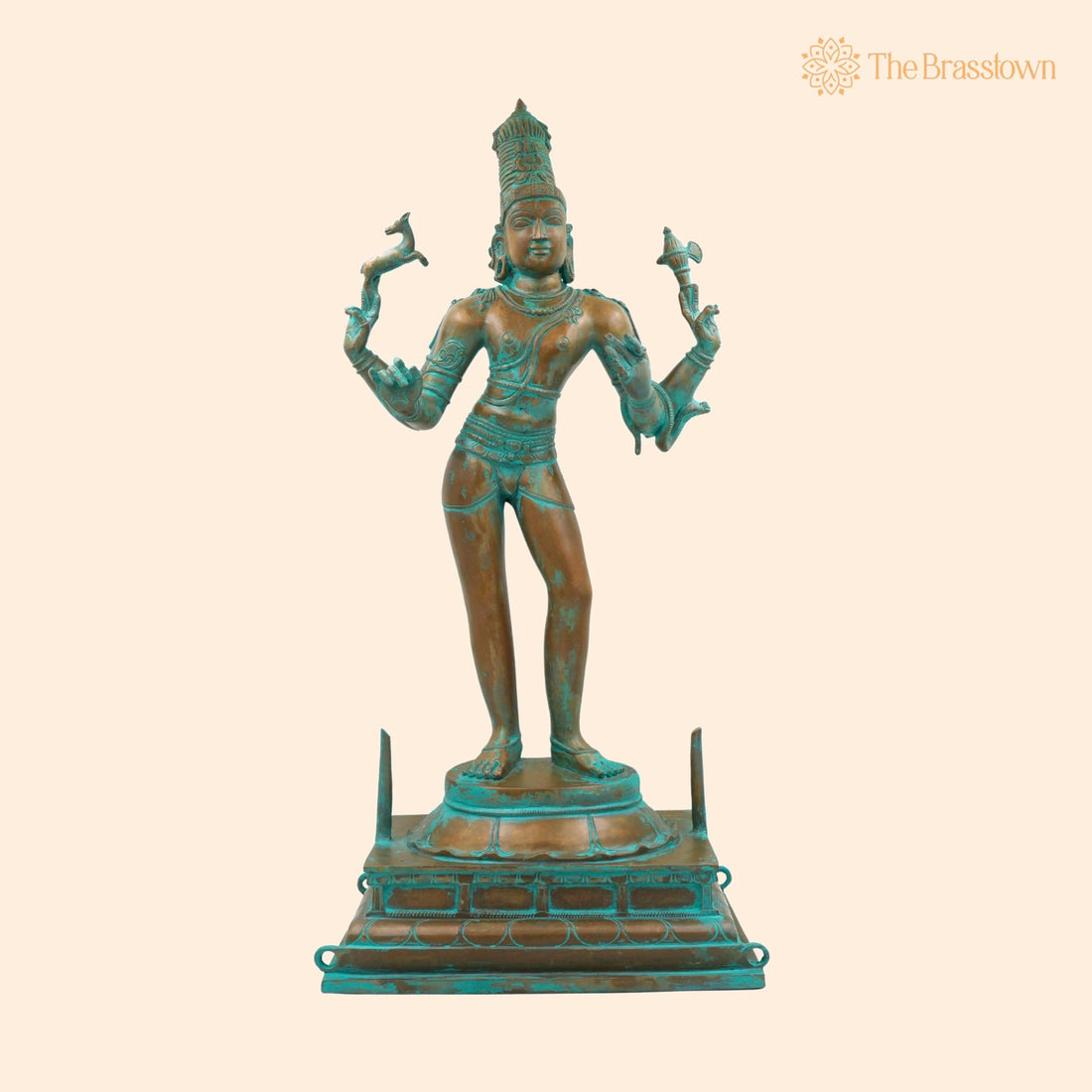 South Handmade Indian Chola Bronze Shiva Idol in Panchaloha – Traditional Lord Mahadev Murti for Home &amp; Temple 22.5 Inch 1