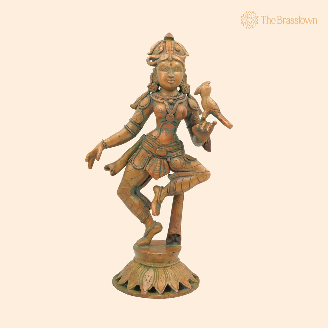 Bronze Handcrafted Panchaloha Dancing Lady Idol – Chola Art Sculpture of Indian Classical Apsara, Devadasi Statue for Home 11.5 Inch 1