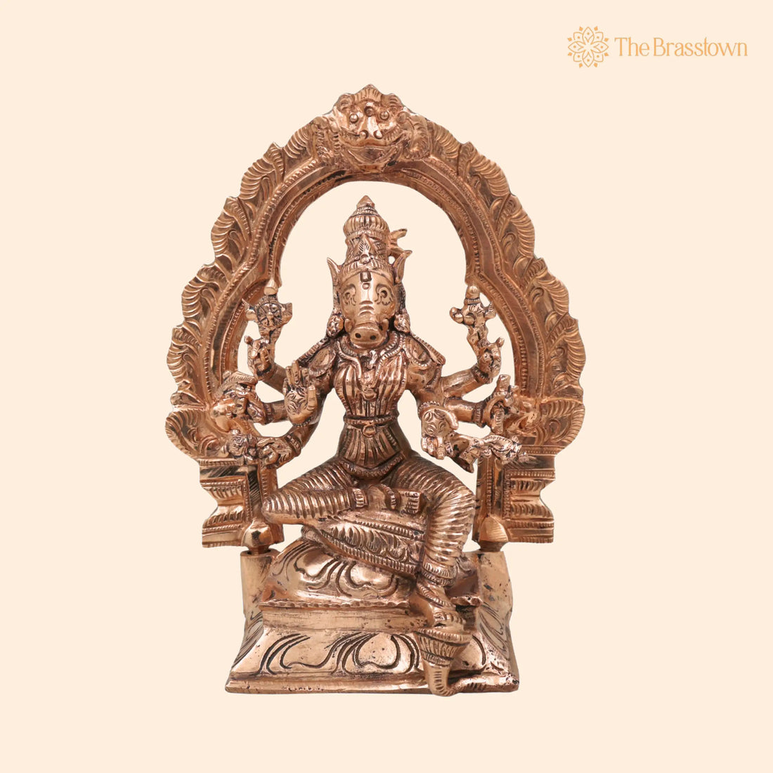 Bronze Handcrafted Panchaloha Varahi Idol – Chola Style Boar-Faced Goddess Sculpture for Pooja &amp; Temple 6.5 Inch 1