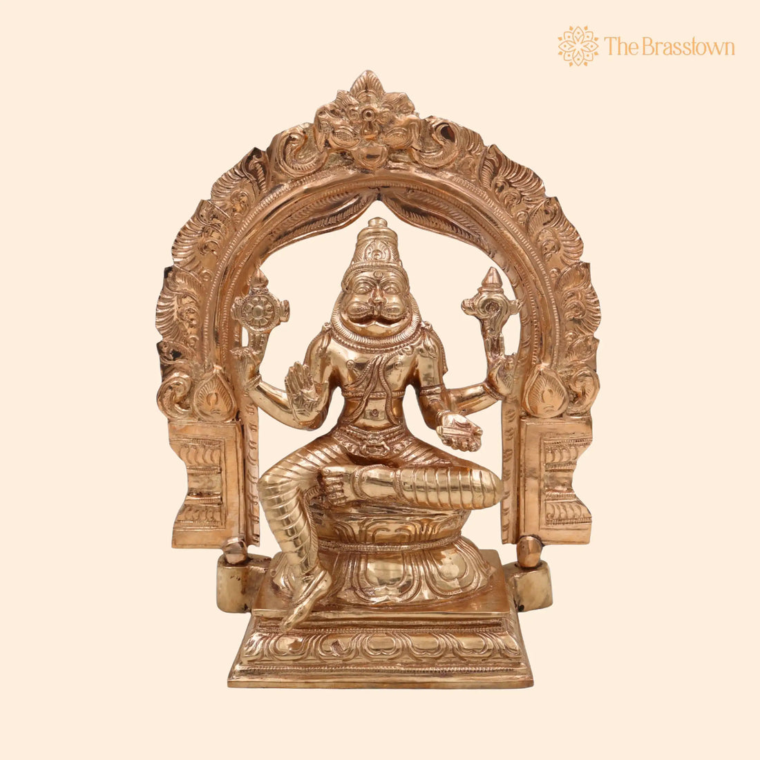 Bronze Handcrafted Panchaloha Narasimha Idol – Narasingha Swamy Murti for Puja, Home Mandir &amp; Décor 9 Inch 1