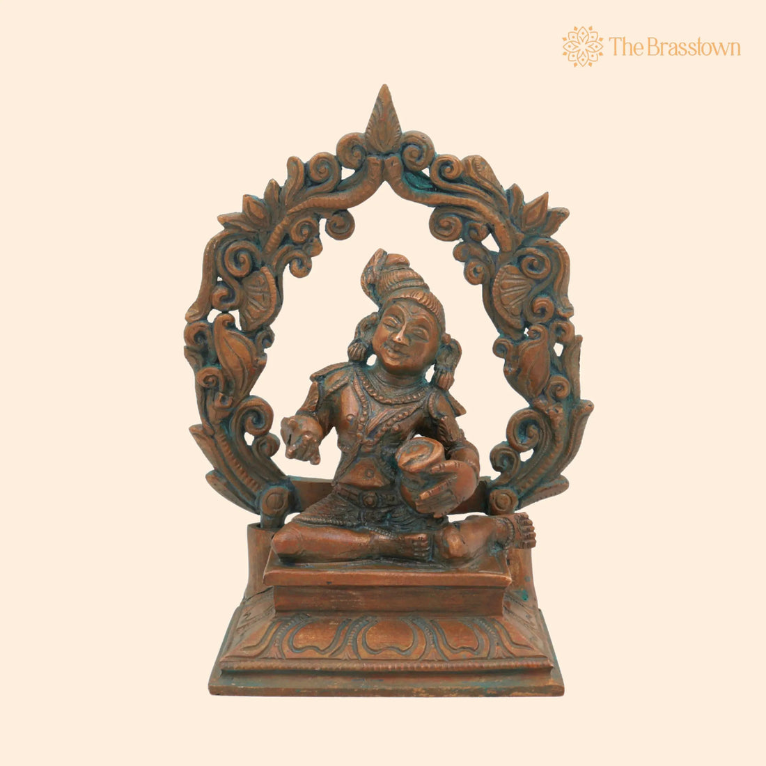 Bronze Handmade Panchaloha Krishna Idol – Ladoo Gopal Murti for Puja, Home Temple &amp; Gifting 5.5 Inch 1