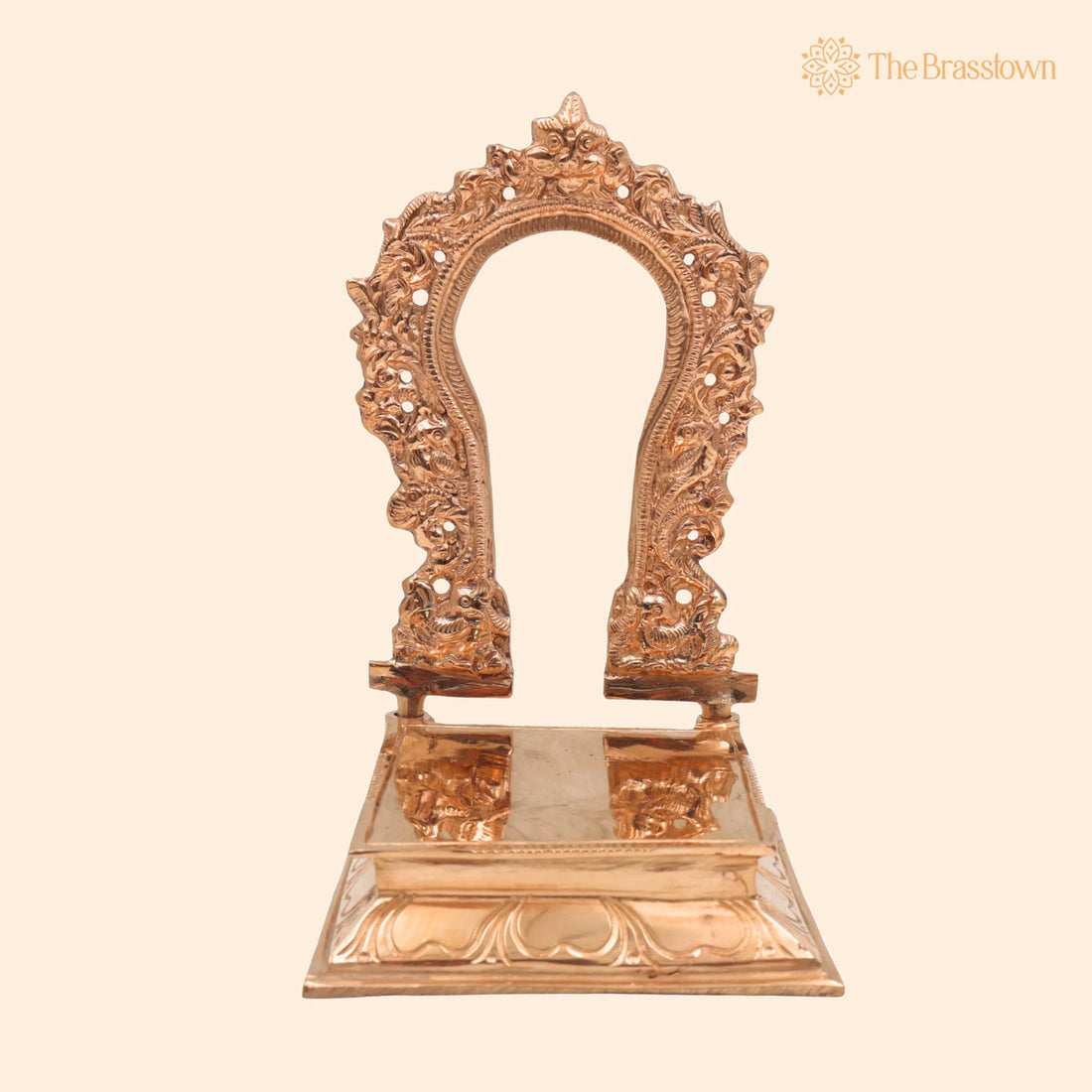 Bronze Prabhavali Peetam for Idols – Handcrafted Panchaloha Tiruvachi Thiruvatchi, Kanchu Prabhavali Stand for Idols, Home Temple &amp; Décor 7 Inch 1