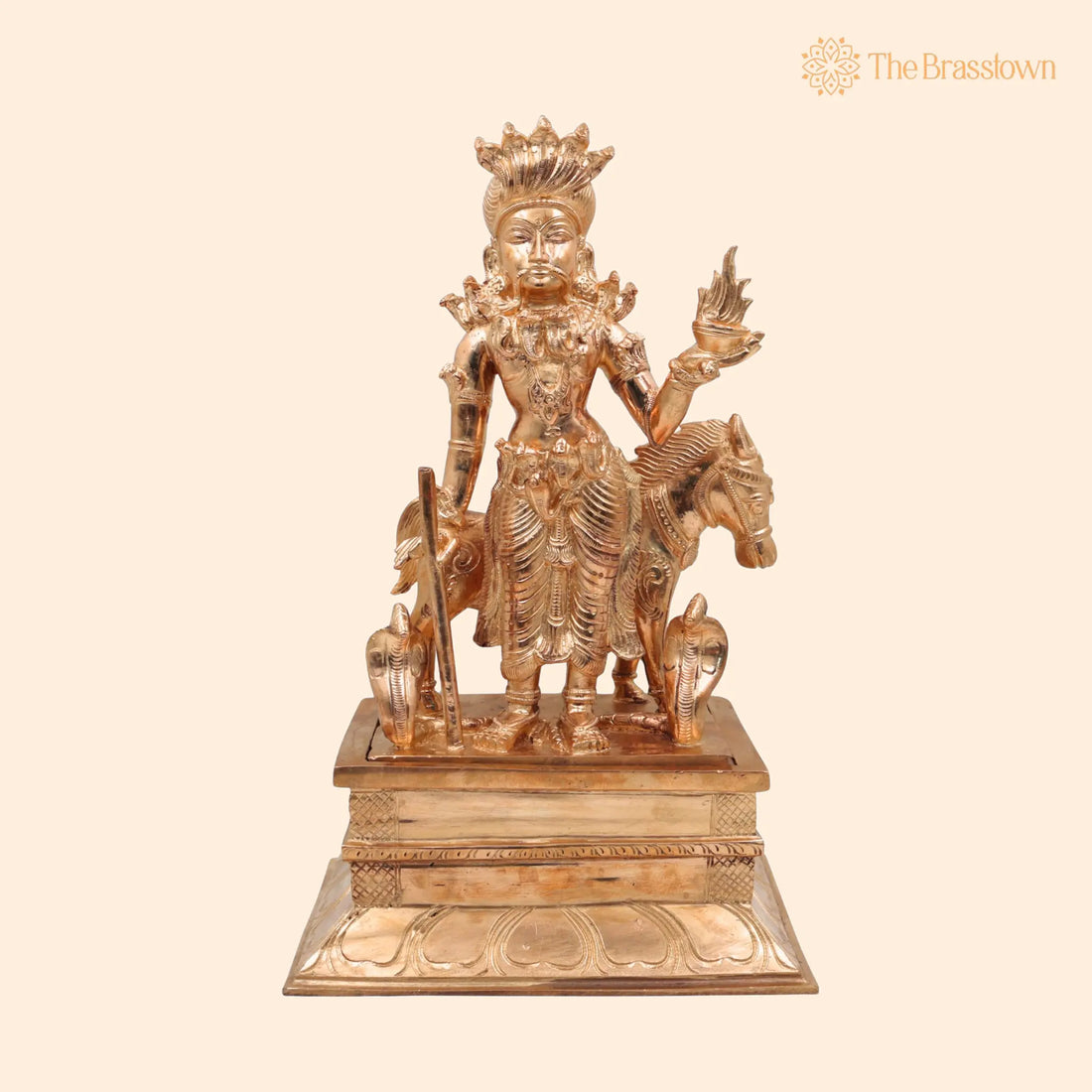 Bronze Handcrafted Nagaraja Idol – Panchaloha Naga Devta, Vasuki, Sarpa Raja, Snake God Statue for Pooja &amp; Vastu 12 Inch 1