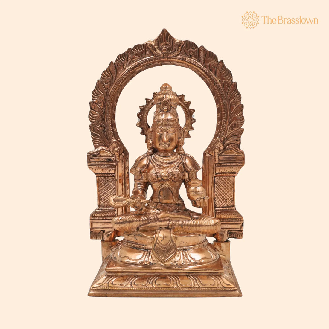 Handcrafted Bronze Annapurna Devi Idol – Panchaloha Annapoorani Mata Statue for Puja, Home Mandir &amp; Décor 8.5 Inch 1