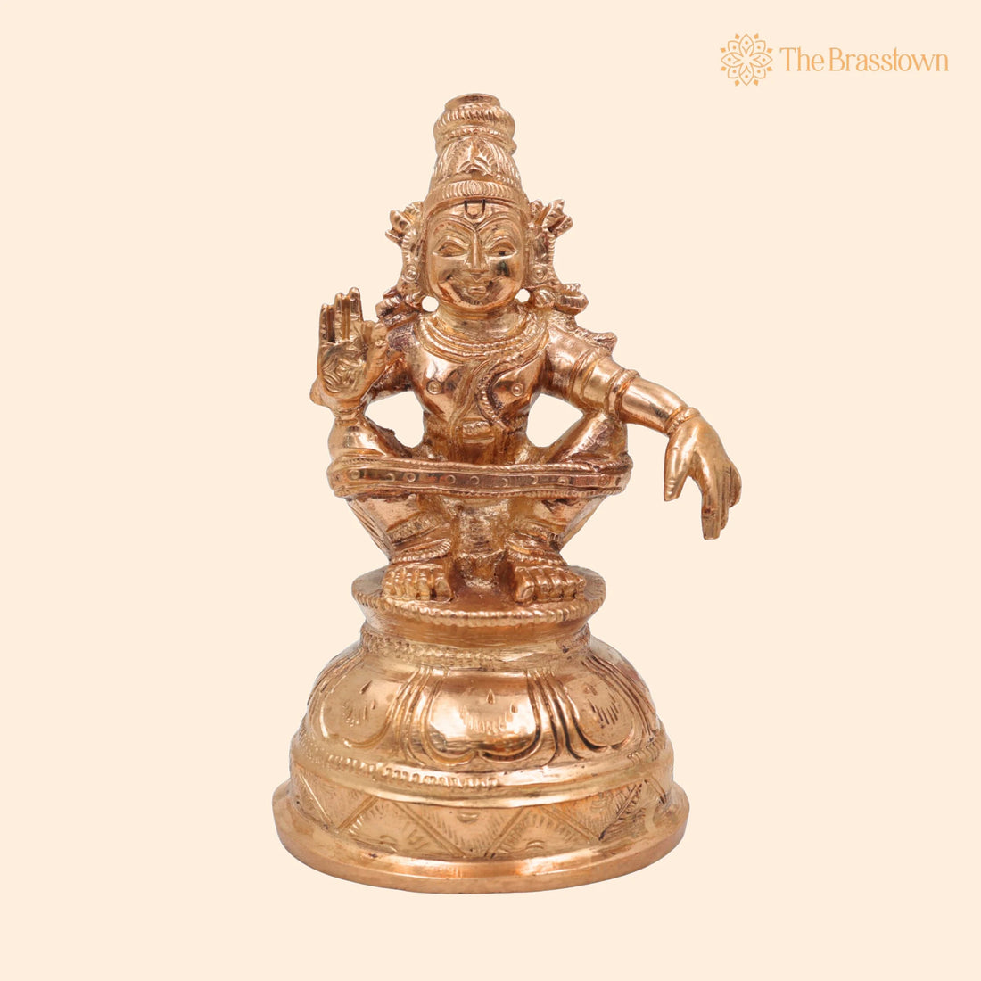 Bronze Swami Ayyappan Idol in Panchaloha – Handcrafted Manikanta, Dharma Shastha, Sabarimala Ayyappa Murti for Home Temple &amp; Pooja 4.5 Inch 1