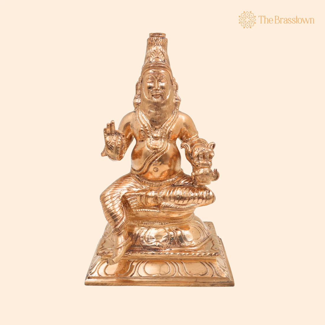 Handcrafted Bronze Agastya Idol – Panchaloha Agathiyar Murti, Sage Agasthya Maharishi Statue for Puja, Temple &amp; Home Décor 7 Inch 1