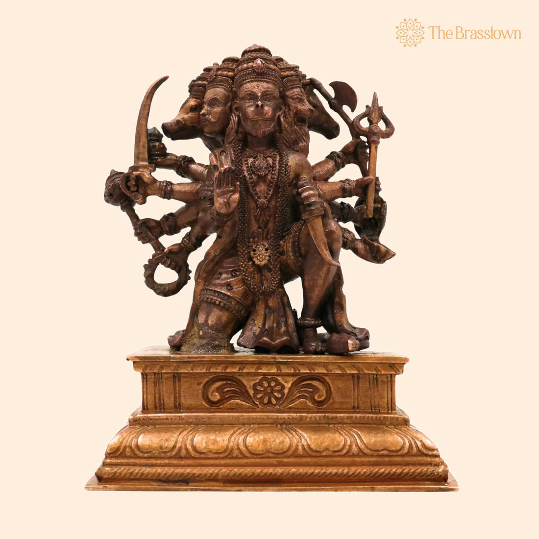 Bronze Panchamukhi Hanuman Idol – Handcrafted Five-Faced Bajrangbali Murti for Pooja, Home Décor 5.5 Inch 1