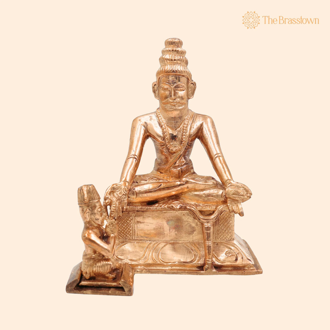 Traditional Bronze Agastya Rishi Idol – Handcrafted Panchaloha Siddhar Agastiar Murti for Puja, Home Mandir &amp; Décor 6 Inch 1