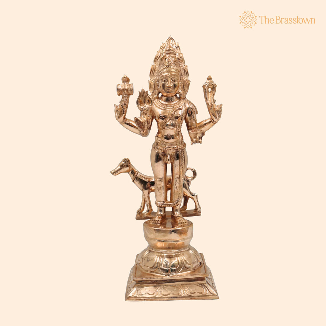 Bronze Kala Bhairava Idol – Panchaloha Kaal Bhairav Murti, Handcrafted South Indian Bhairava Statue, Bhairava Swamy, Kshetrapalaka 12.5 Inch 1