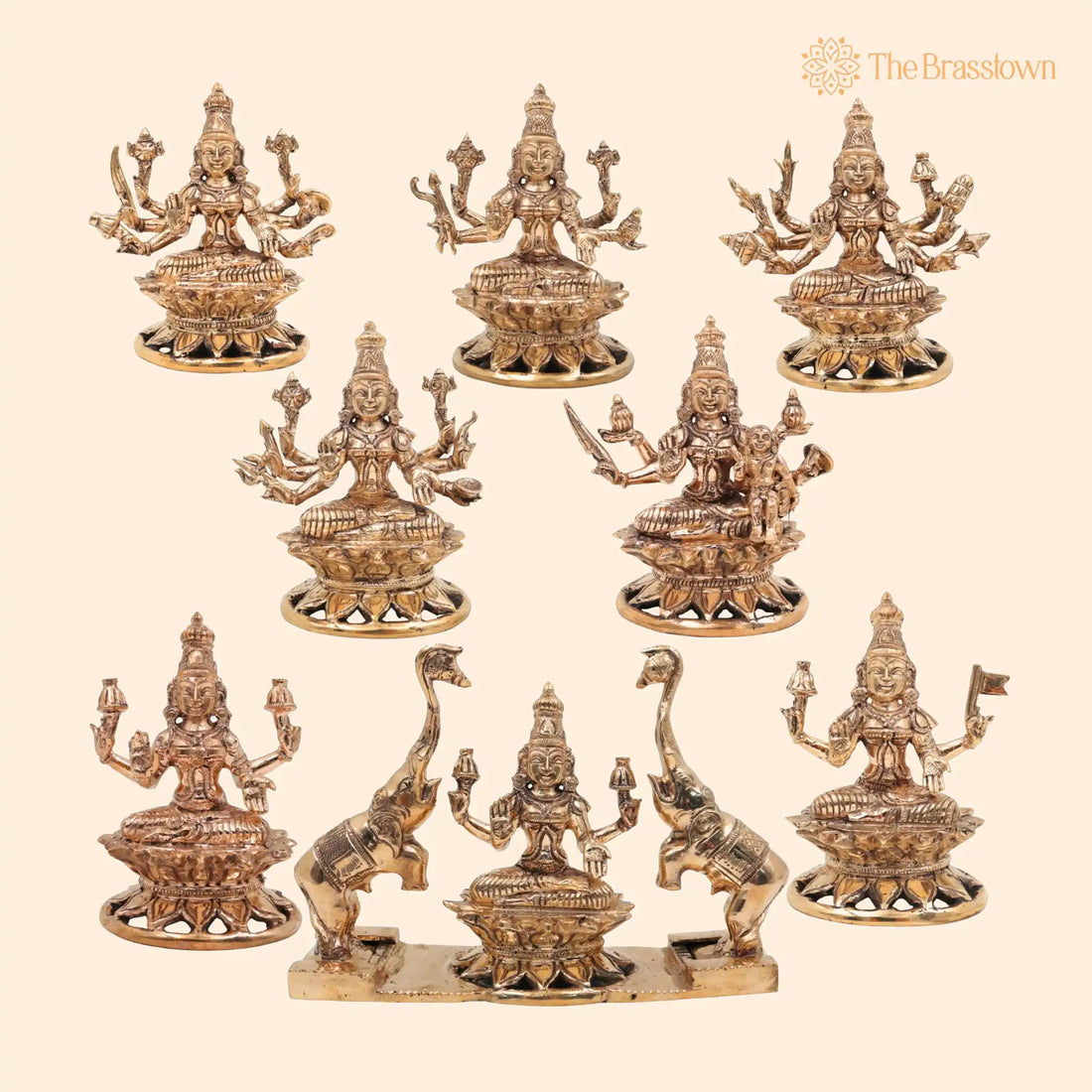 Handcrafted Bronze Ashta Lakshmi Idol Set – Panchaloha Asta Laxmi Murti in Chola Art for Puja, Home Mandir &amp; Décor 5.5 Inch 1