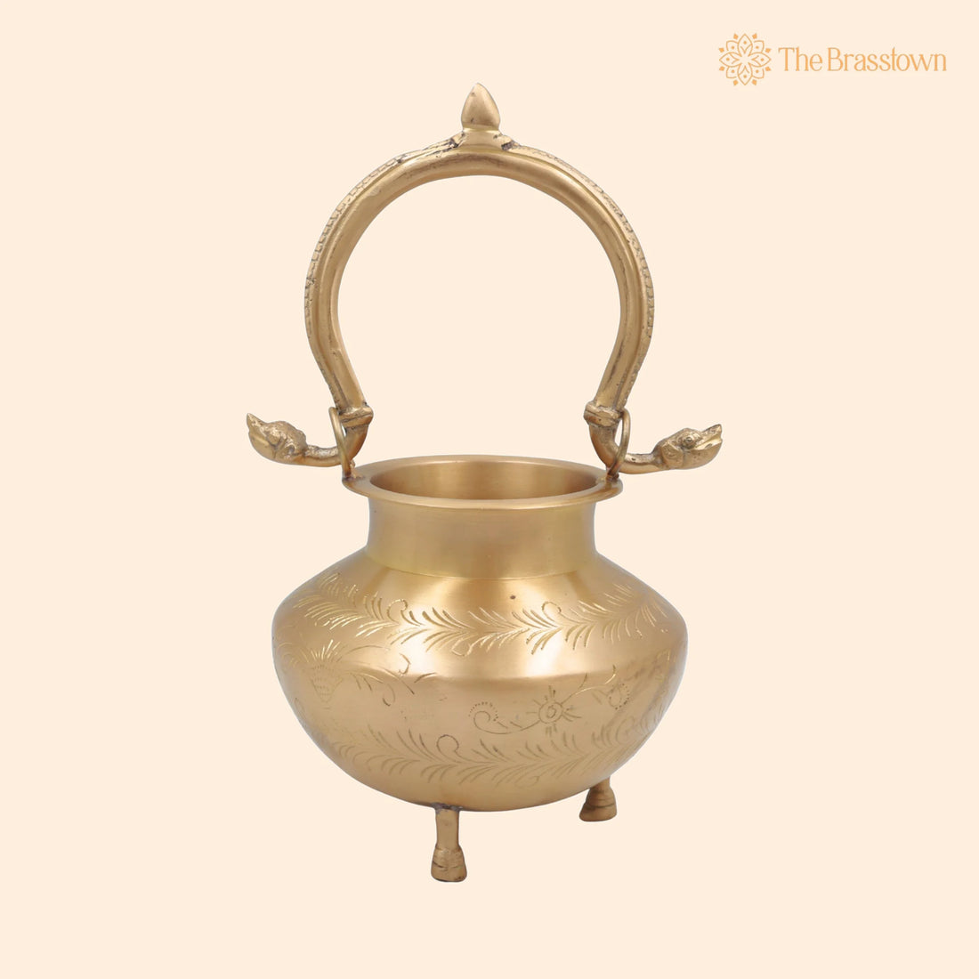 Brass Kamandal for Pooja – Hand Carved Pital Kamandalu Water Pot for Sadhu, Rishi, Yogi, Muni, Meditation, and Vedic Rituals 11 Inch 1