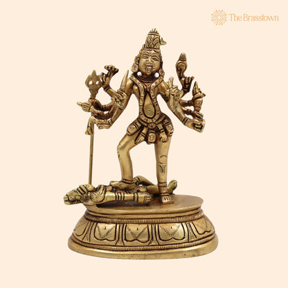 Brass Kali Idol – Handcrafted Temple &amp; Home Décor 6 Inch 1