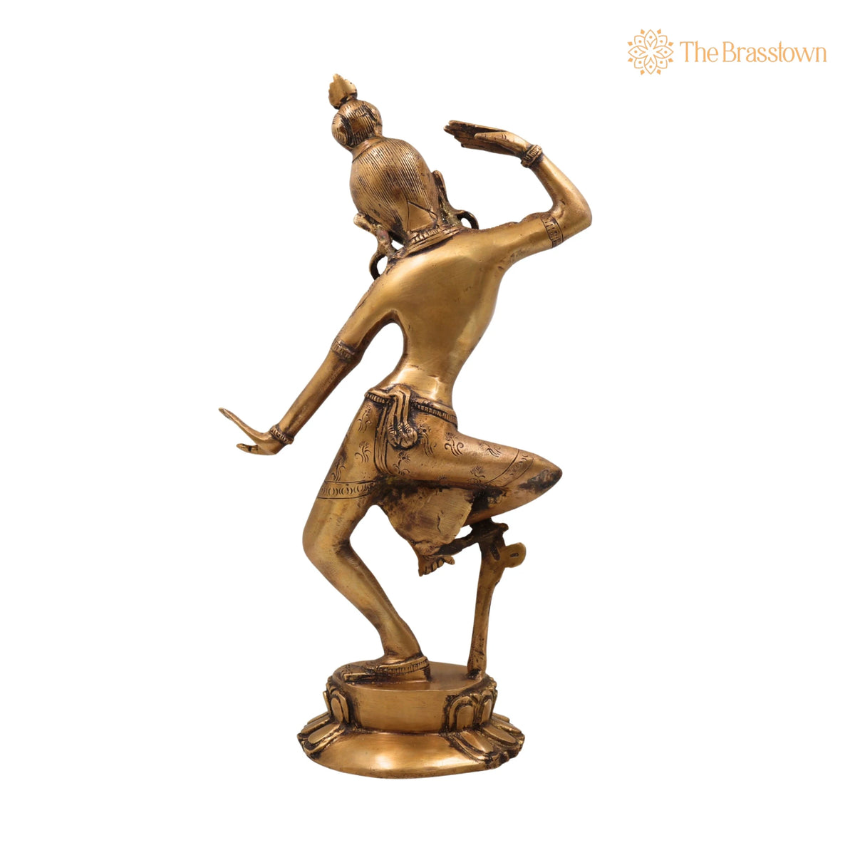 Brass Apsara Idol – Handcrafted Urvashi Devangana Celestial Dancer Murti for Puja, Home Mandir &amp; Décor 15.5 Inch 4