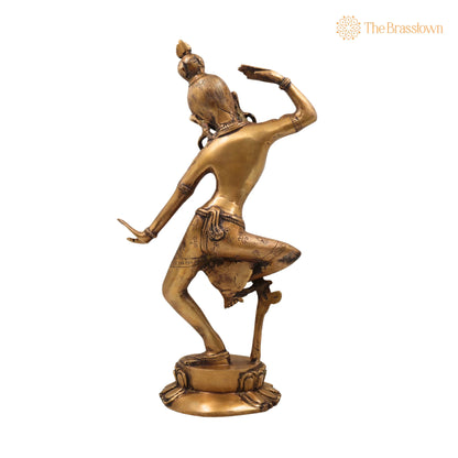 Brass Apsara Idol – Handcrafted Urvashi Devangana Celestial Dancer Murti for Puja, Home Mandir &amp; Décor 15.5 Inch 4