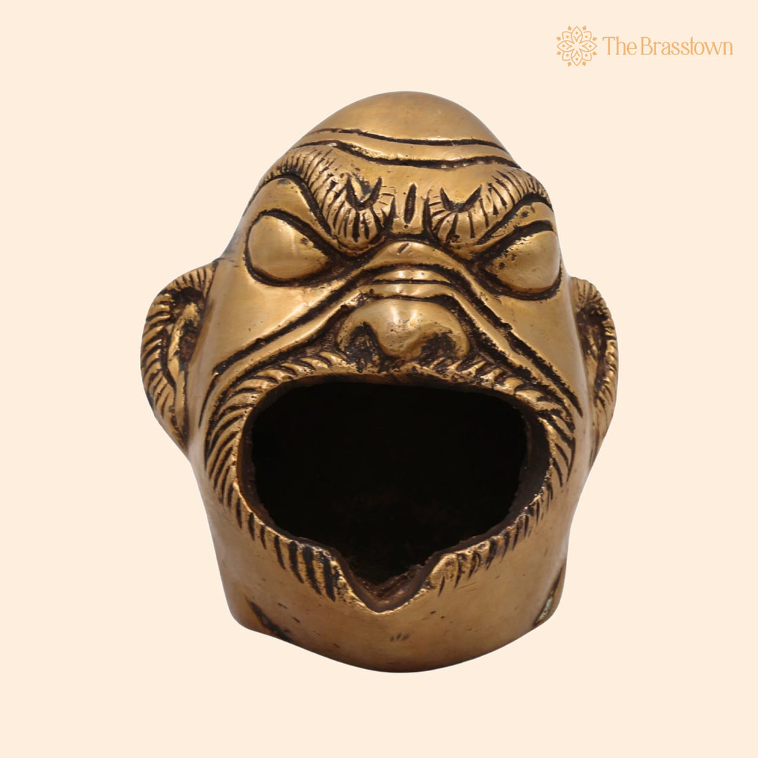 Brass Handcrafted Face Shaped Ashtray – Tribal Peetal Sculpture, Vintage Pital for Home Décor&amp;Gifting 3 Inch 1