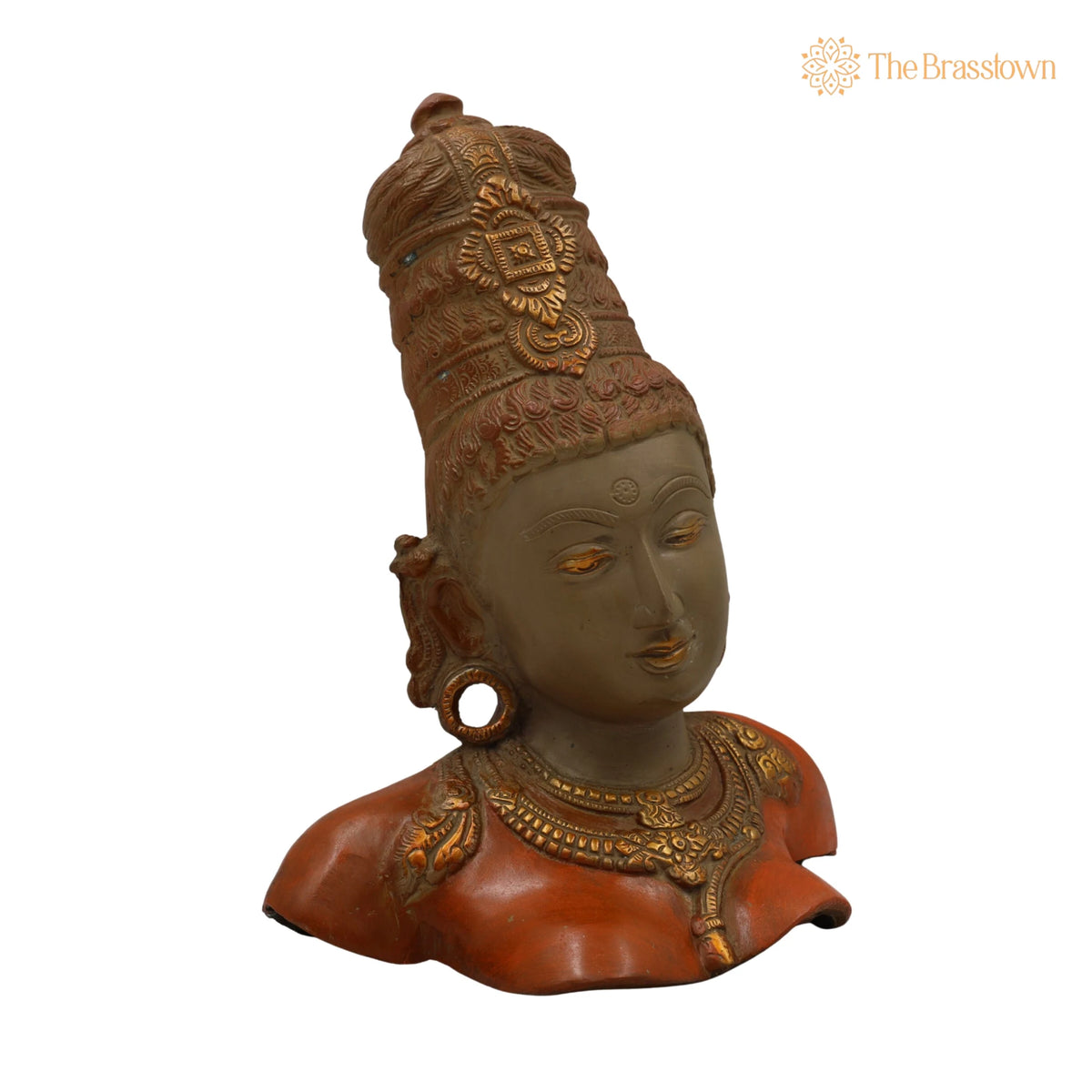 Brass Parvati Face Idol – Handcrafted Home Temple &amp; Spiritual Décor 12 Inch 2