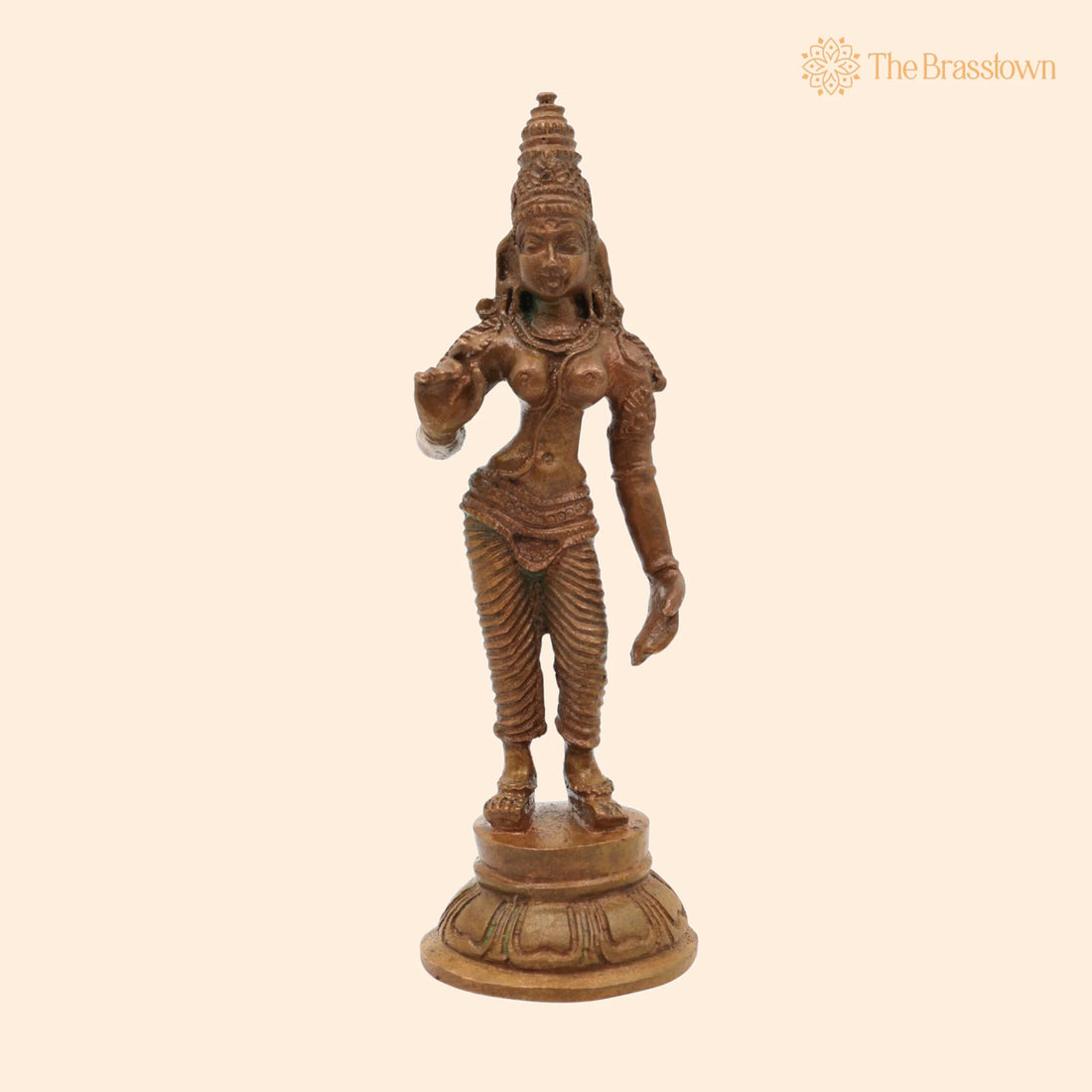 Bronze Handmade Parvati Idol – Chola Art Shakti Sculpture for Home &amp; Temple 4 Inch 1