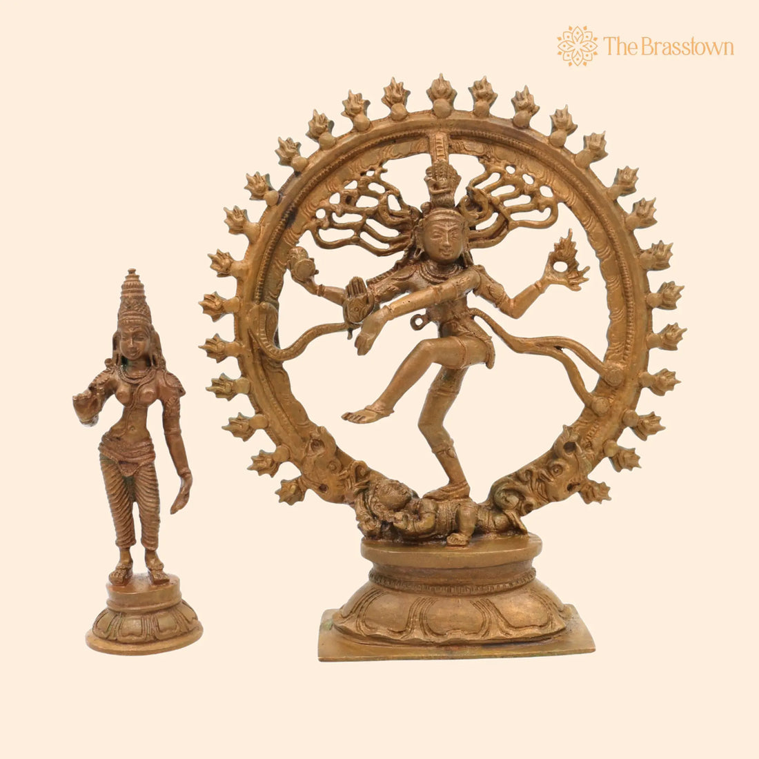 Handcrafted Bronze Nataraja and Parvati Idol – Lord of Dance Murti for Temple &amp; Home Décor 6 Inch 1