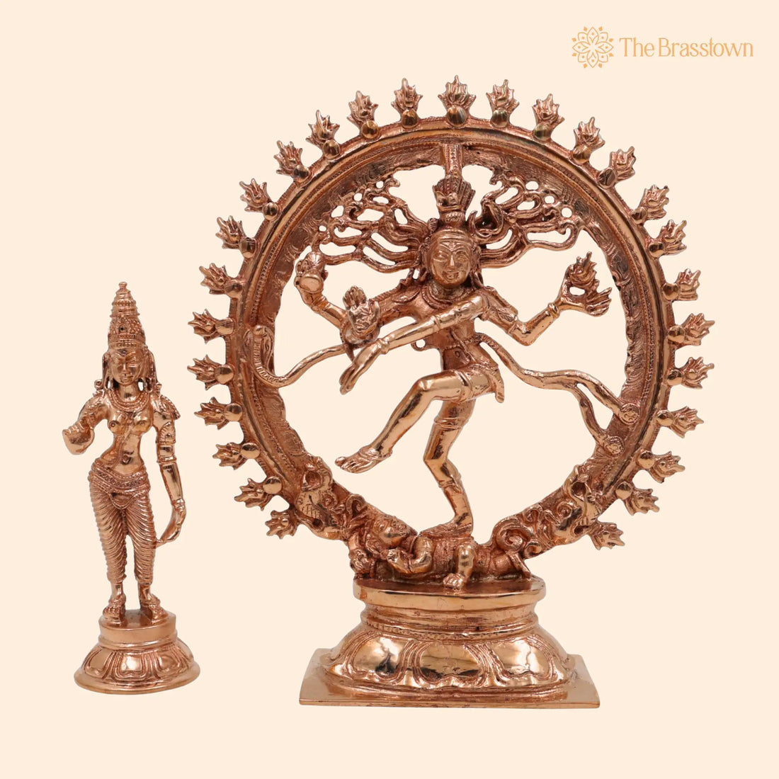 Bronze Nataraja and Parvati Idol – Handcrafted Shiva Nataraja Ananda Tandava Statue for Puja, Home Mandir &amp; Décor 6 Inch 1