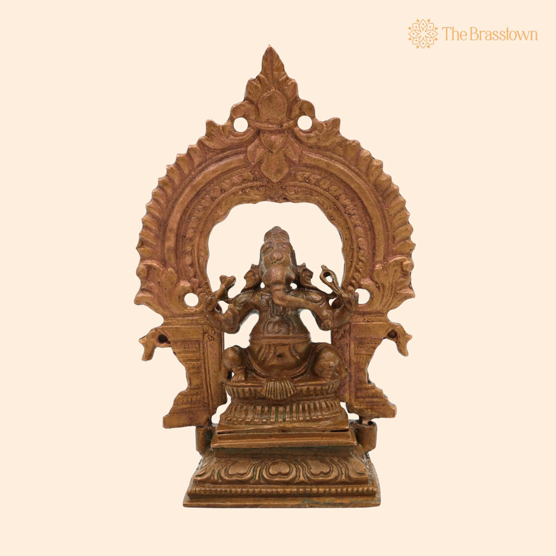 Bronze Handcrafted Ganesha Idol with Prabhavali – Panchaloha, Kansa, Chola Art Ganapati Murti for Pooja &amp; Home Décor 3 Inch 1