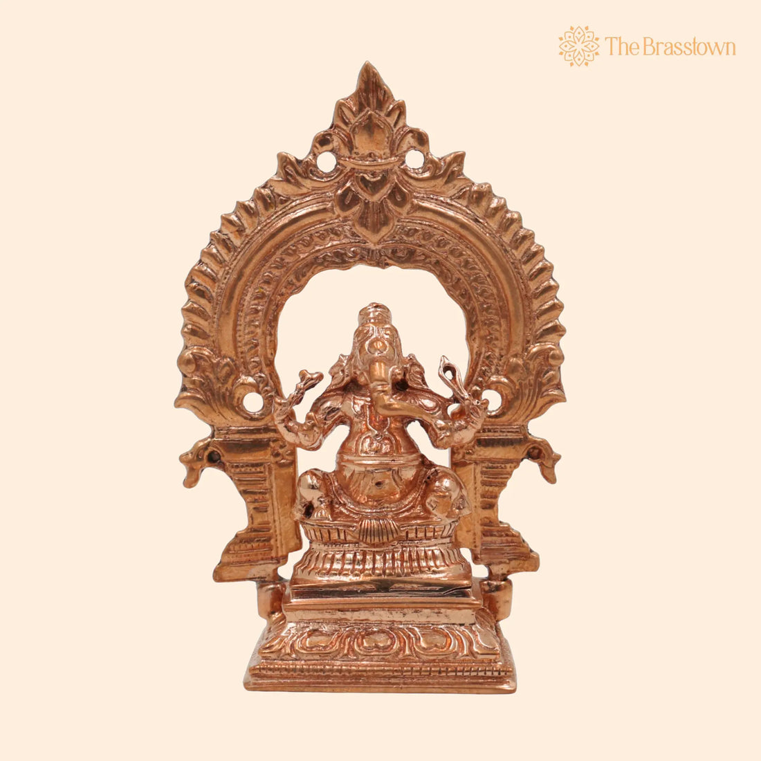 Bronze Small Ganesha Idol with Prabhavali – Handcrafted Panchaloha Vinayaka Murti, Siddhivinayak Statue for Puja, Home Mandir &amp; Décor 3 Inch 1