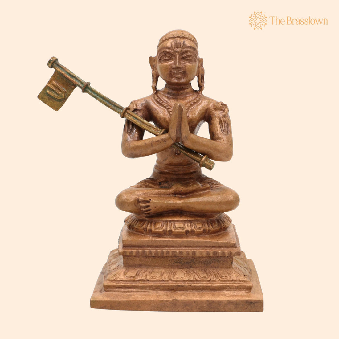 Handmade Bronze Madhvacharya Idol – Panchaloha / Panchadhatu Murti of Anandatirtha, Purnaprajna &amp; Dvaita Acharya for Puja 3 Inch 1