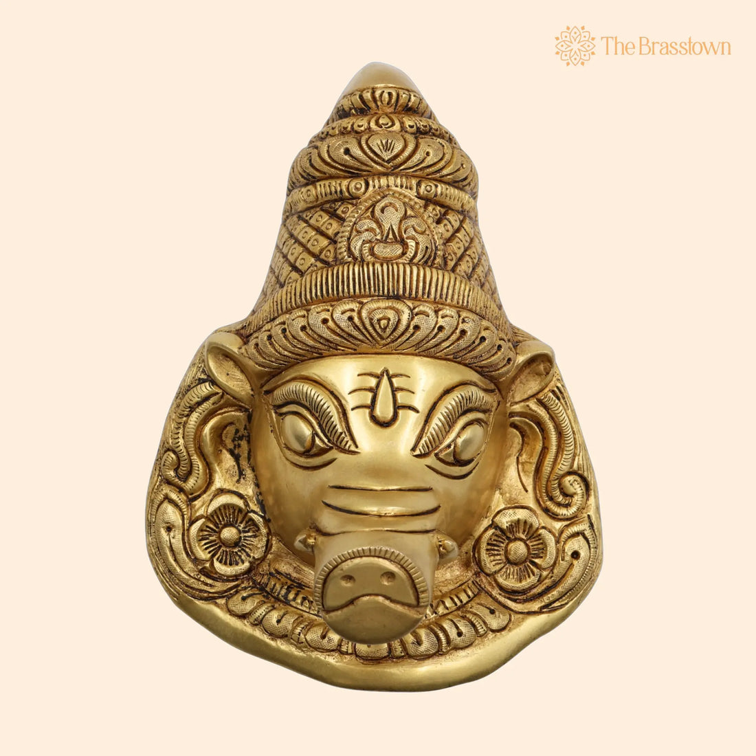 Brass Varaha face Idol – Handcrafted Varaha Murti, Varaha Vigraha, Pital &amp; Hitale Face Statue for Pooja, Home Décor &amp; Spiritual Gifts 9.5 Inch 1