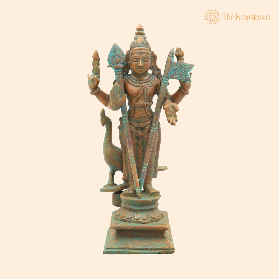 Bronze Handcrafted Murugan Peacock Idol – Panchaloha Murti, Skanda, Subramanya, Shanmukha Sculpture, South Indian Chola Art Statue 6.5 Inch 1