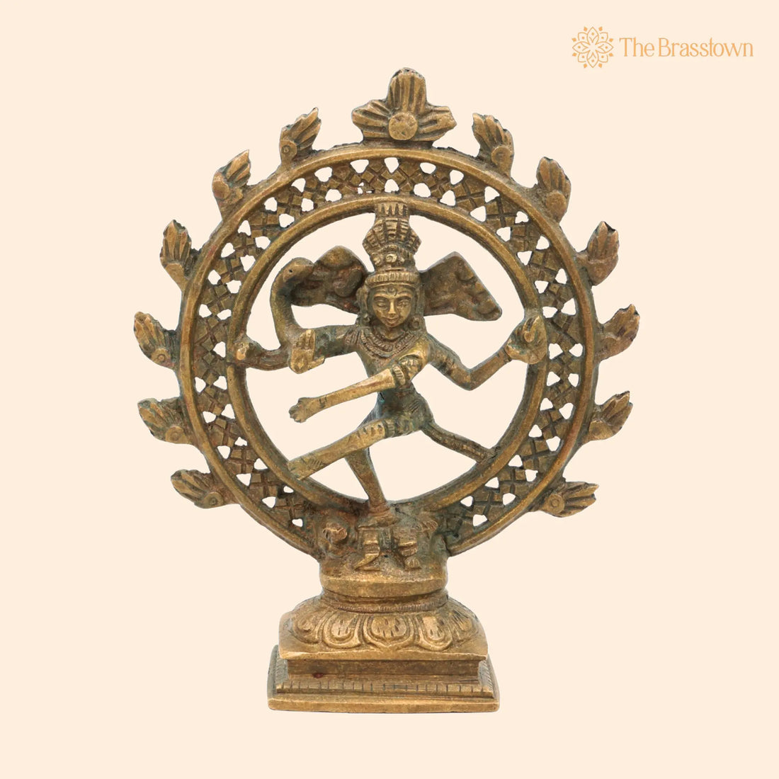 Brass Nataraja Idol – Handcrafted Ananda Tandava Sculpture, Chidambaram Natesa Statue for Home Temple &amp; Décor 6 Inch 1
