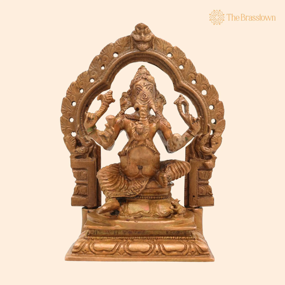 Bronze Ganesha with Prabhavali Idol – Handcrafted Vinayaka, Ekadanta Murti for Pooja, Home Décor &amp; Spiritual Gifts 5 Inch 1