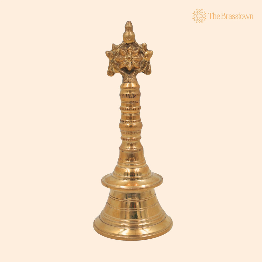 Brass Hand Bell – Handcrafted Ghanti With Shankha And Chakra for Pooja, Aarti, Meditation &amp; Temple Rituals, Decorative Peetal/Pittal Puja Bell 8 Inch 1