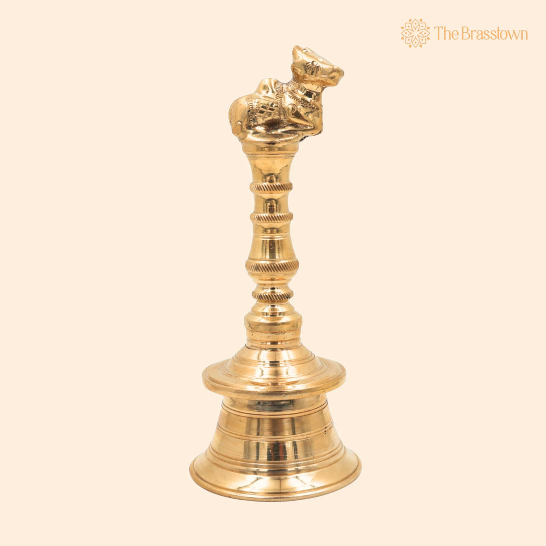 Brass Hand Bell/Ghanti for Pooja – Handcrafted Aarti, Meditation &amp; Temple Décor, Peetal/Pittal Ritual Idol Bell 8 Inch 1