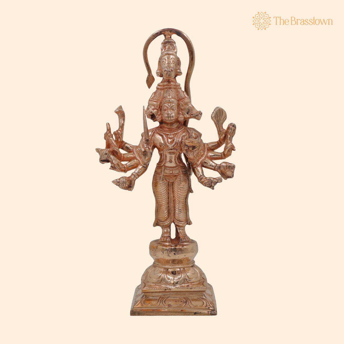 Bronze Panchamukhi Hanuman Idol – Handcrafted Five Faced Anjaneya Bajrangbali Murti for Puja, Home Mandir &amp; Décor 11 Inch 1