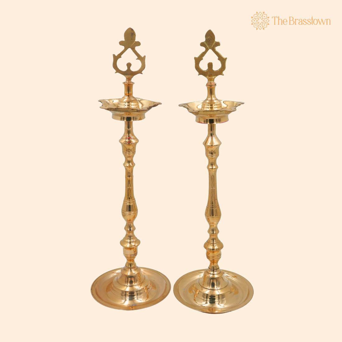 Brass Table Lamp for Pooja – Handcrafted Peetal Decorative Lamp, Temple &amp; Home Lighting, Traditional Brass/Pittal Spiritual Lamp 17.5 Inch 1