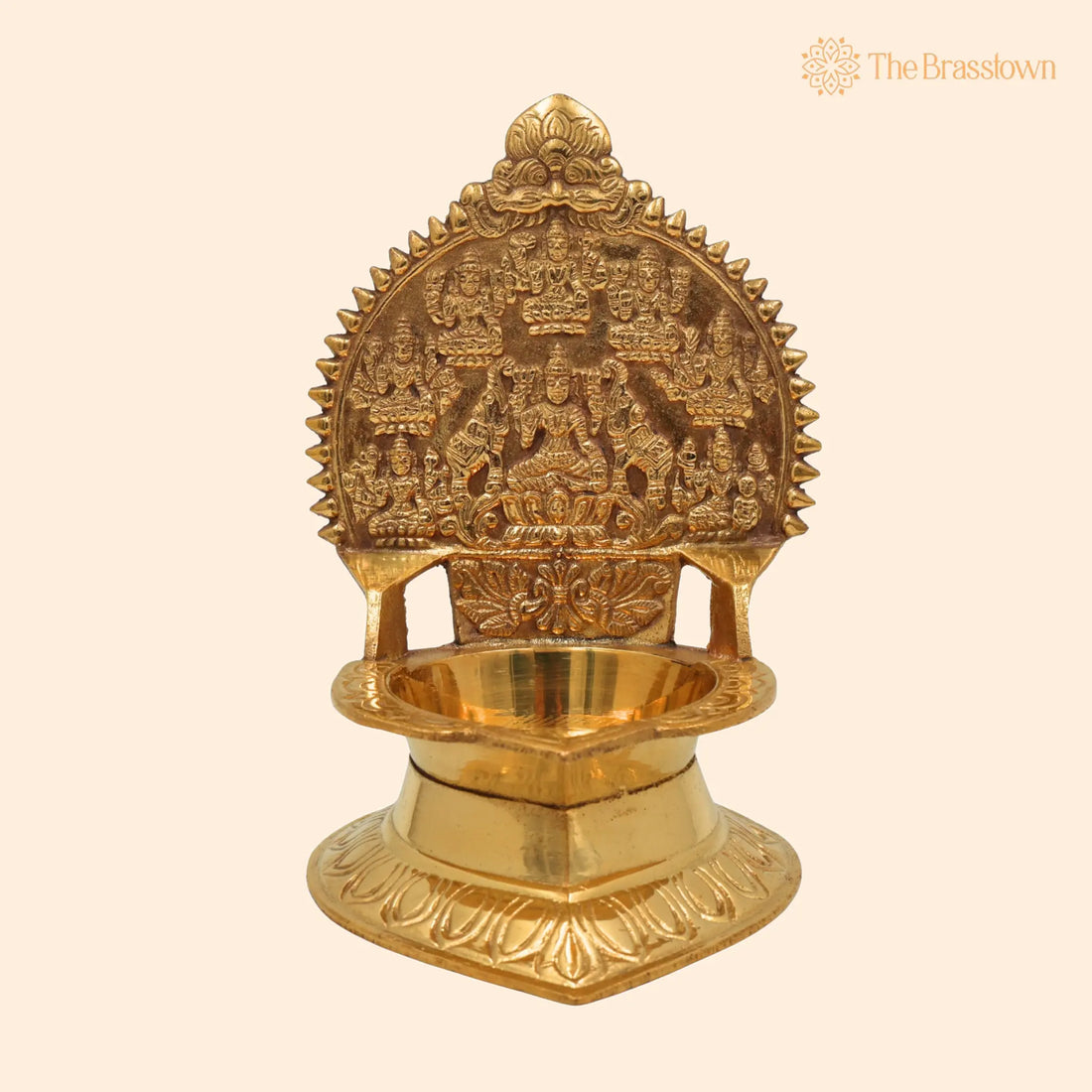 Brass Kamakshi Lamp – Kamatchi Vilakku, Kamakshi Amman Diya, Handcrafted Temple Kuthu Vilakku, Traditional Pooja Lamp 7.5 Inch 1