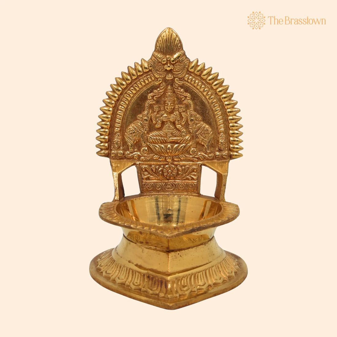Brass Kamakshi Lamp Diya – Handcrafted Kamatchi Vilakku, Kuthu Vilakku, Temple Pooja Deepam, Kamakshi Amman Idol 7.5 Inch 1