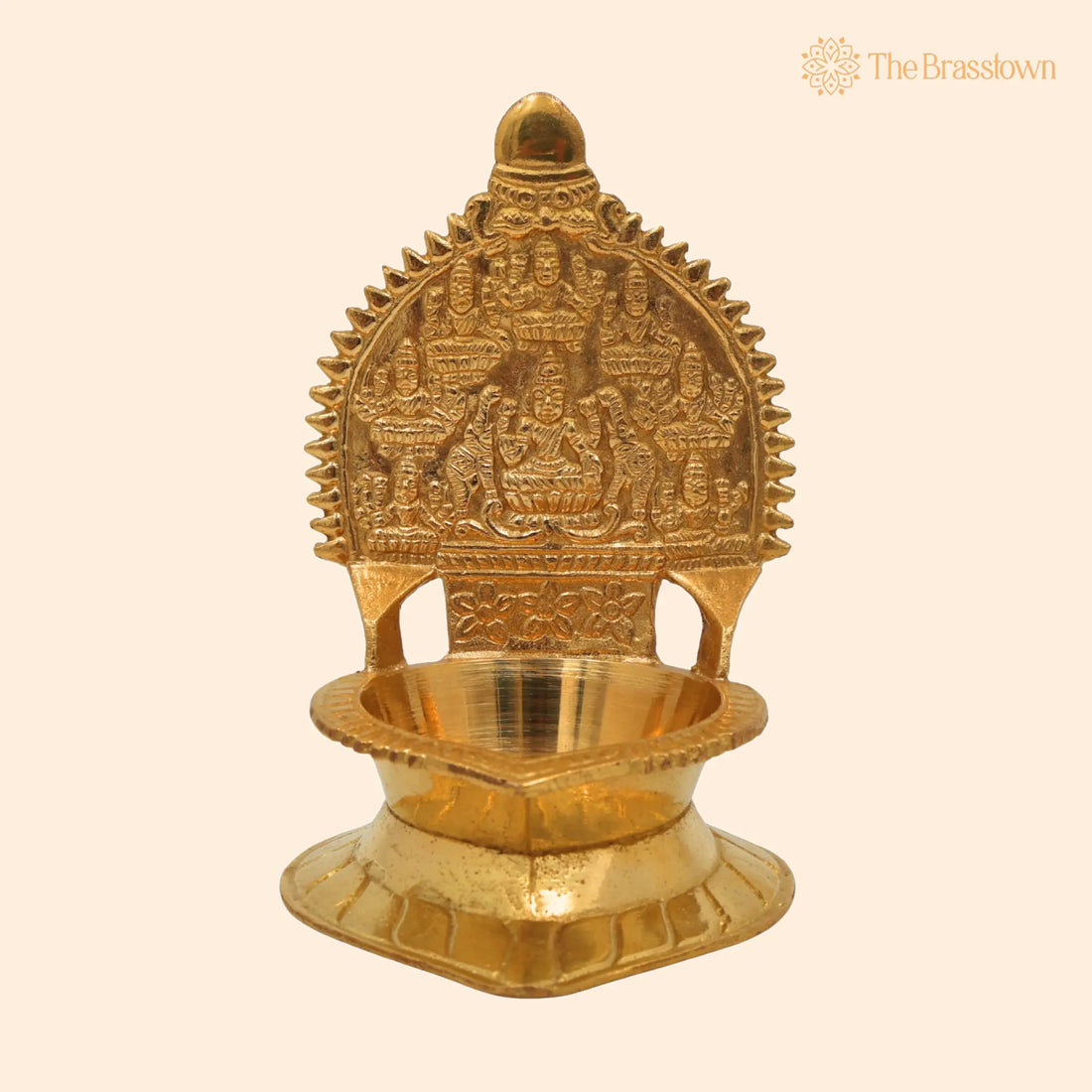 Brass Kamakshi Lamp – Handcrafted Kamatchi Vilakku, Kamakshi Amman Diya, Pooja Deepam for Temple &amp; Home Décor 5.5 Inch 1