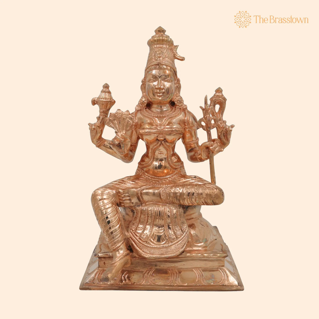 Bronze Rajarajeshwari Idol – Panchaloha Murti, Handmade Raja Rajeshwari Goddess Sculpture, Chola Art Statue for Pooja &amp; Home Décor 10.5 Inch 1