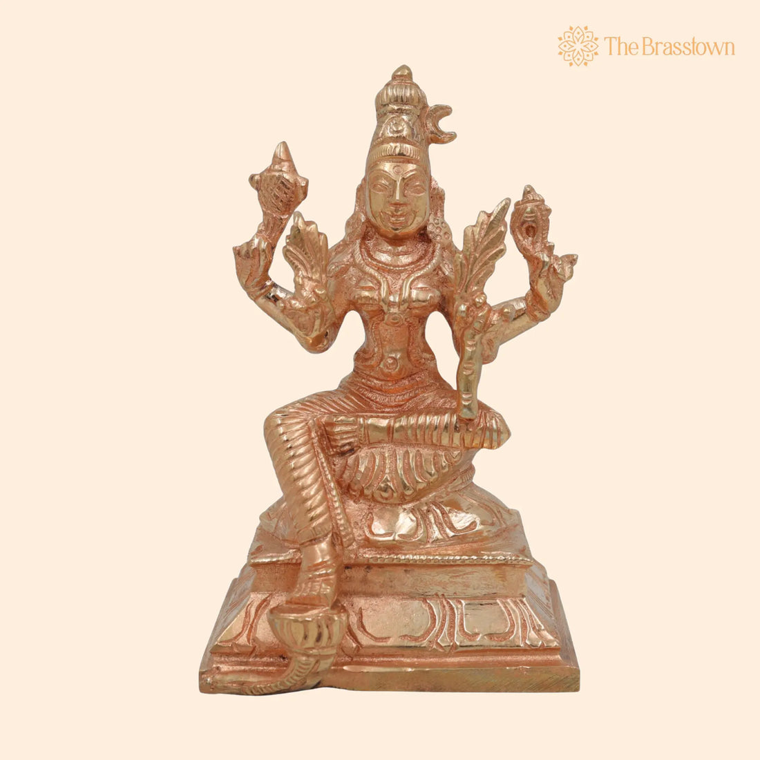 Bronze Rajarajeshwari Idol – Raja Rajeshwari Murti, Handmade Panchaloha / Ashtadhatu Goddess Statue for Pooja &amp; Home Décor 5 Inch 1