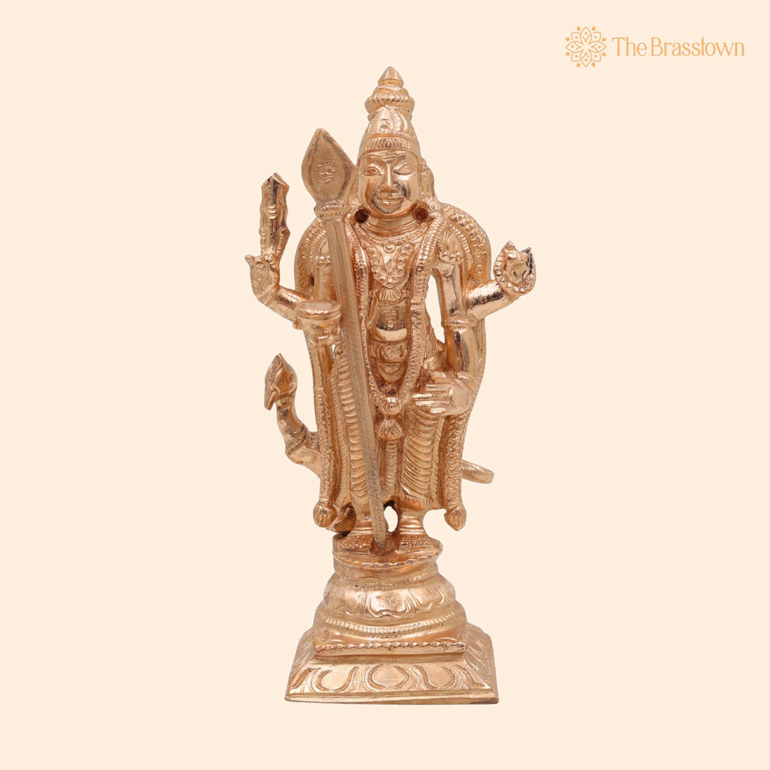 Bronze Handcrafted Murugan Idol – Thiruchandur Murugan Statue, Panchaloha Skanda, Kartikeya, Subramanya, Velan, South India Art 6 Inch 1