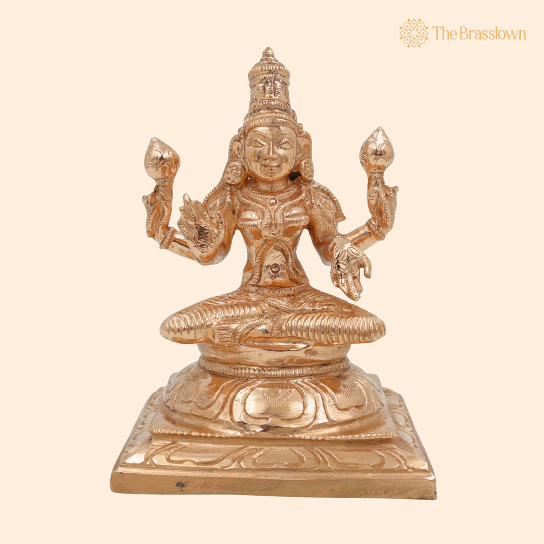 Bronze Handcrafted Lakshmi Idol – Panchaloha &amp; Panchdhatu Murti, Dhanalakshmi, Mahalakshmi, Padmavati, Kamala, Varalakshmi Statue 5 Inch 1