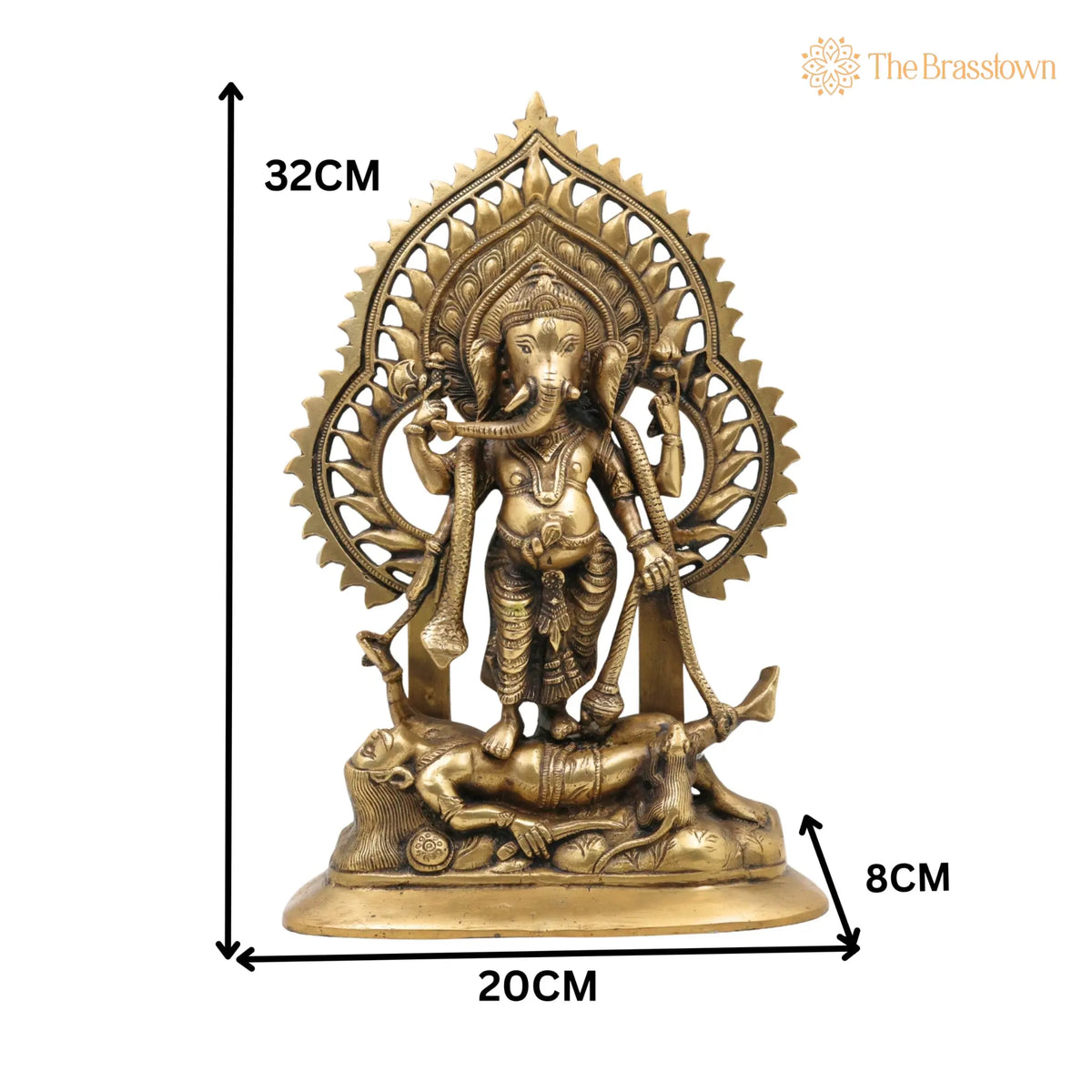 Brass Sindhura Samhara Ganesha Idol – Handcrafted Veera Ganapathi, Ugra Vinayaka, Asura Samhara Ganapati Murti for Home Temple &amp; Puja Décor 13 Inch 5