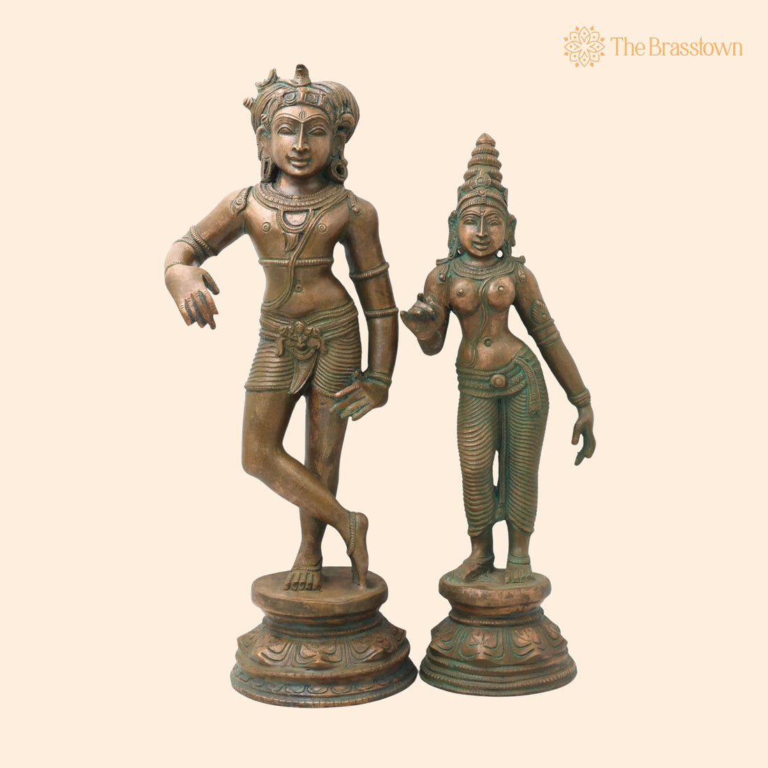 Bronze Vrishavahana Shiva Parvati Idol – Handcrafted Panchaloha Gauri Shankar Statue, Uma Maheshwar Bronze Chola Art Sculpture 14 Inch 1